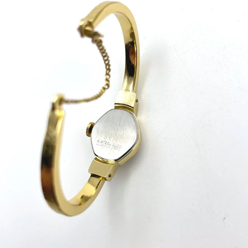 Vintage Timex Gold Tone Bangle Bracelet Cocktail Watch Manual Wind Mechanical